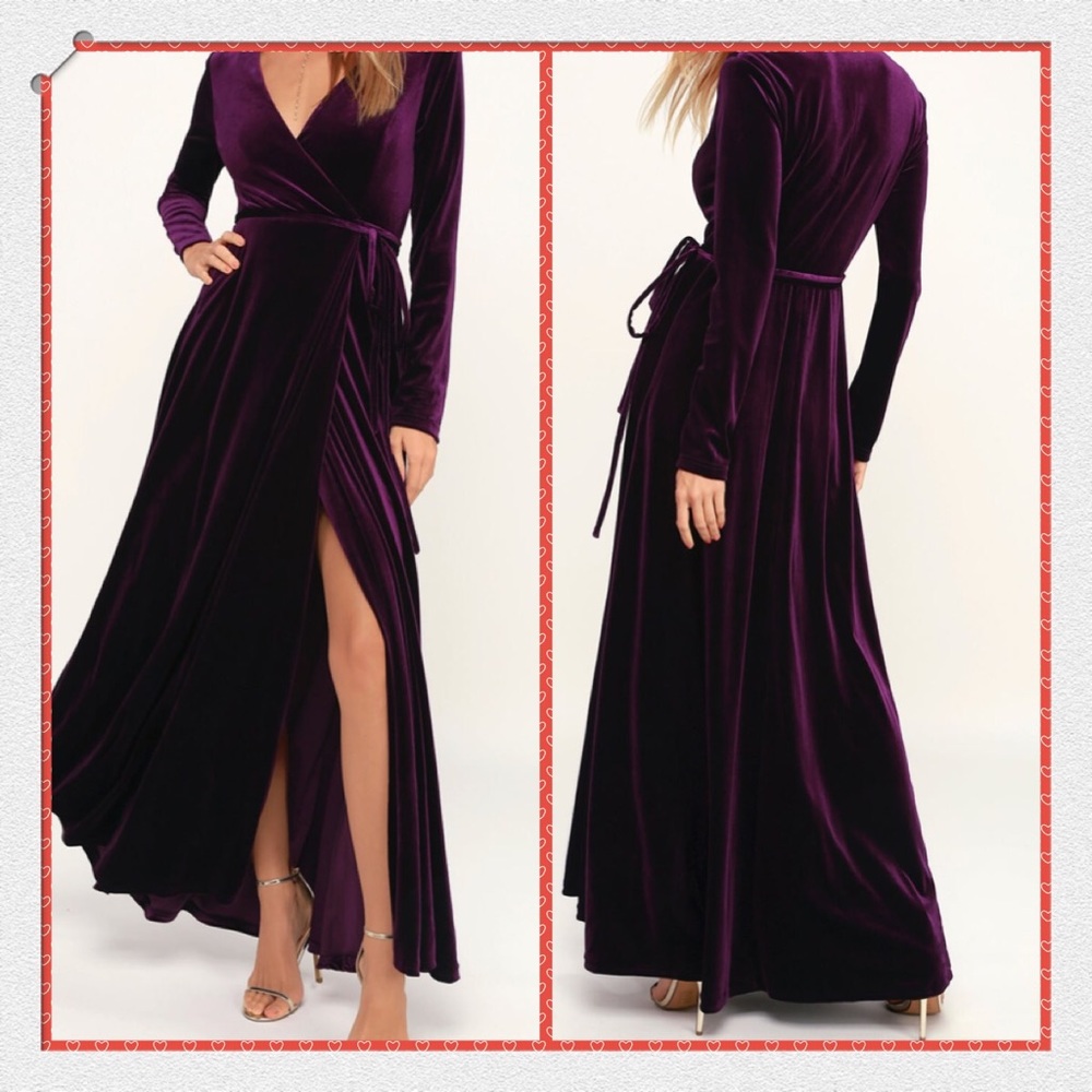 COPY - Jacinda Plum Purple Velvet Wrap Dress
